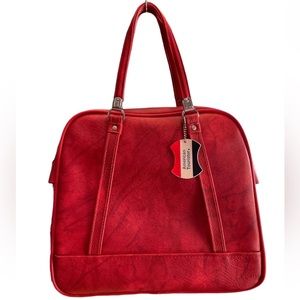 Vintage American Tourister RED Carry On Overnight Luggage Bag w/ Tag, Lock & Key